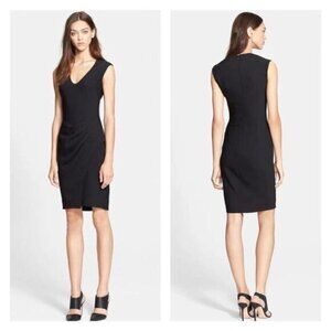 L'AGENCE Sleeveless Side Pleated Dress Black